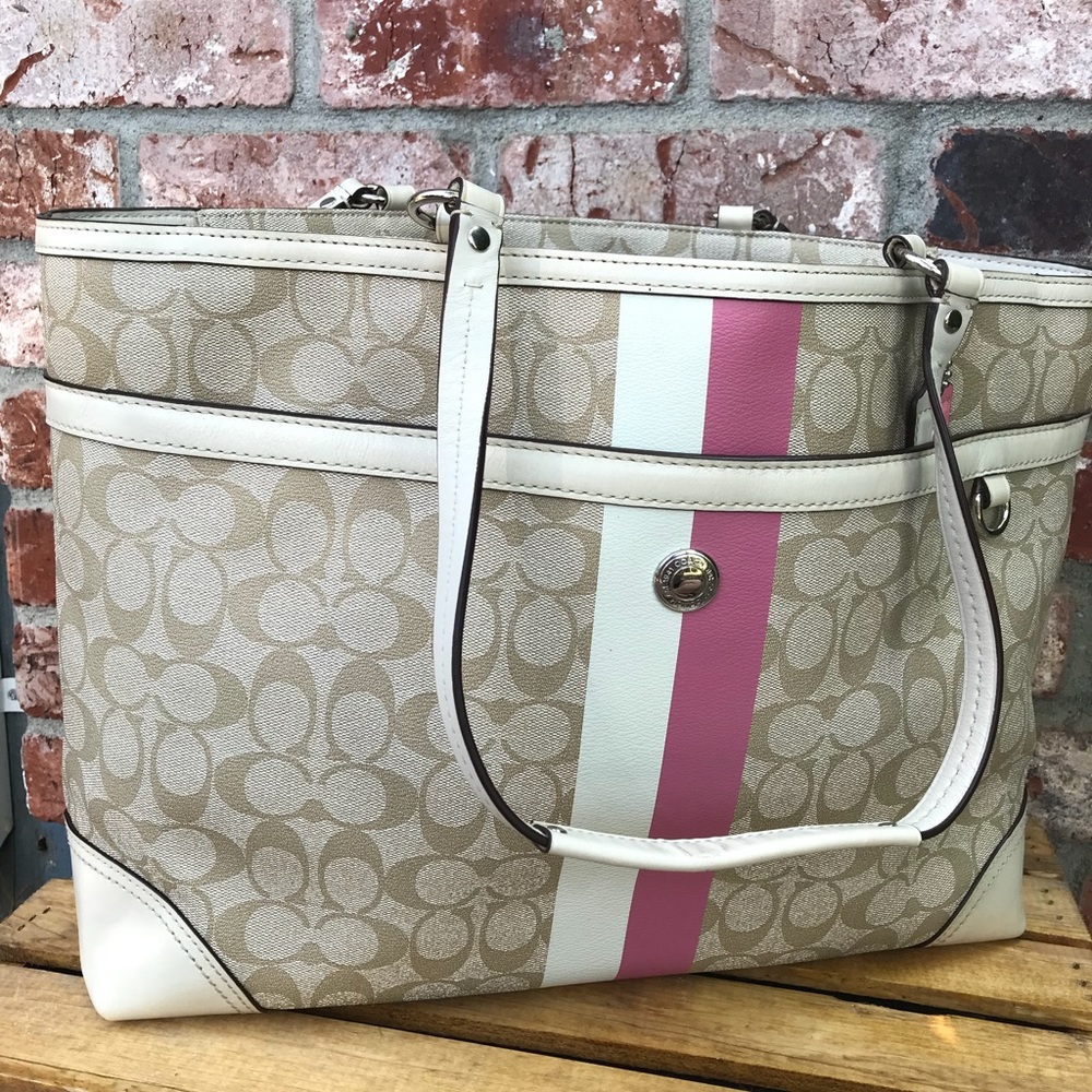 Authentic Coach pvc fabric bag with leather trim